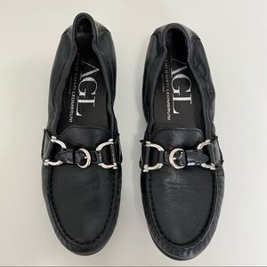 AGL Attilio Giusti Leombruni Black 36.5 US 6 Leather Loafers Made in Italy Mint